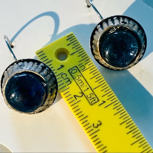 Blue Earrings Art Glass Pierced Earrings - Picture 3 of 4